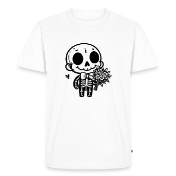 Squelette & Fleurs - T-shirt Premium bio Homme - blanc - Devant - Nico (187cm)