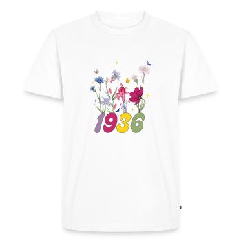 Année de naissance 1936 fleurs sauvages - T-shirt Premium bio Homme - blanc - Devant - Nico (187cm)