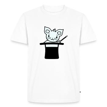 Magical Enchanted Top Hat Wizard Cat - Men's Premium Organic T-Shirt - white - Front - Nico (187cm)