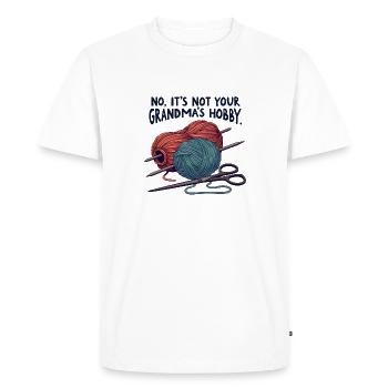 Tricoter au crochet - Ce n’est pas le passe-temps de votre grand-mère - T-shirt Premium bio Homme - blanc - Devant - Nico (187cm)