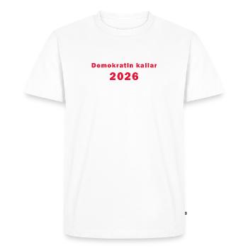 Democracy calls 2026 - Men's Premium Organic T-Shirt - white - Front - Nico (187cm)