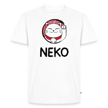 Neko(Cat) Funny Gift Idea - Men's Premium Organic T-Shirt - white - Front - Nico (187cm)