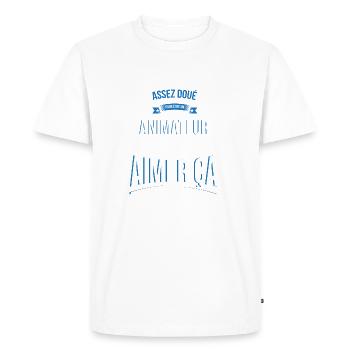 Animateur doué fou cadeau homme - T-shirt Premium bio Homme - blanc - Devant - Nico (187cm)