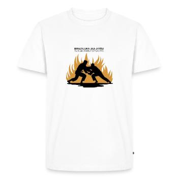 Le jiu-jitsu brésilien coule comme l’eauFight comme le feu - T-shirt Premium bio Homme - blanc - Devant - Nico (187cm)