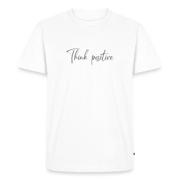 think positive - Men's Premium Organic T-Shirt - white - Front - Nico (187cm)
