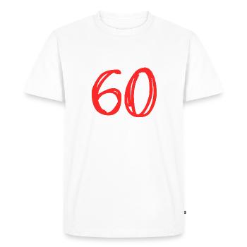 60 ANS. 60e ANNIVERSAIRE. ANNIVERSAIRE 60 ANS. 60 - T-shirt Premium bio Homme - blanc - Devant - Nico (187cm)