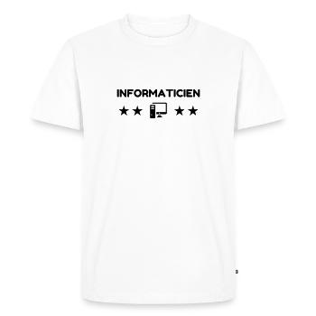 informatique / informaticien / ordinateur / geek - T-shirt Premium bio Homme - blanc - Devant - Nico (187cm)
