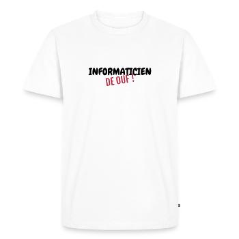 informatique / informaticien / ordinateur / geek - T-shirt Premium bio Homme - blanc - Devant - Nico (187cm)