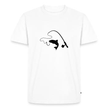 Fishing rod and fish, fishing - T-shirt Premium bio Homme - blanc - Devant - Nico (187cm)
