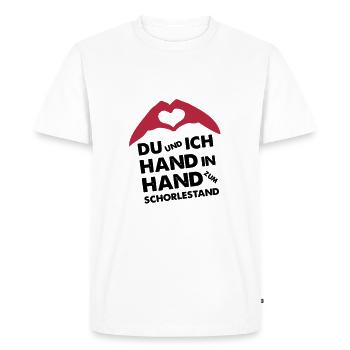 Hand in Hand zum Schorlestand / Gruppenshirt - Männer Premium Bio T-Shirt - Weiß - Vorne - Nico (187cm)