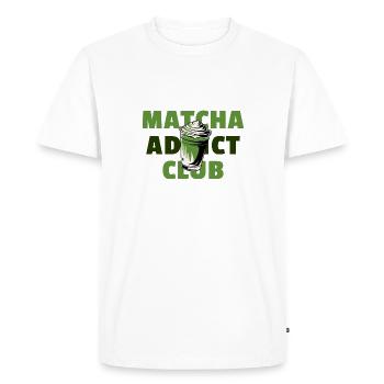 Matcha Addict Club - Green Tea Design - Men's Premium Organic T-Shirt - white - Front - Nico (187cm)
