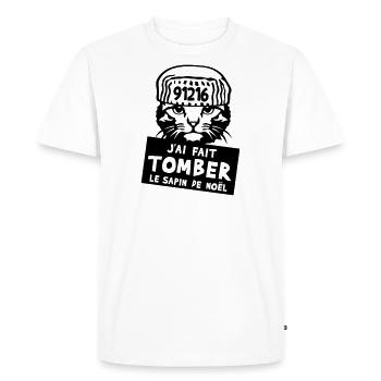 cat fall christmas tree quote prisoner humor - Men's Premium Organic T-Shirt - white - Front - Nico (187cm)