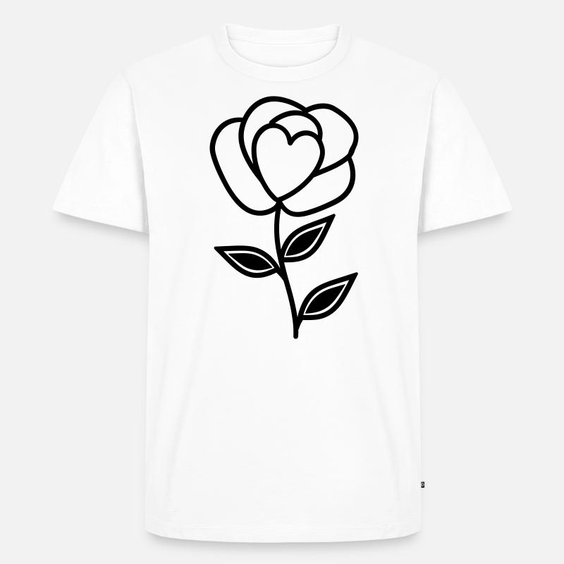 Rosa Blume - Männer Premium Bio T-Shirt - Weiß