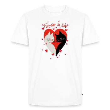 Chats Fourrure toujours amoureuse - T-shirt Premium bio Homme - blanc - Devant - Nico (187cm)