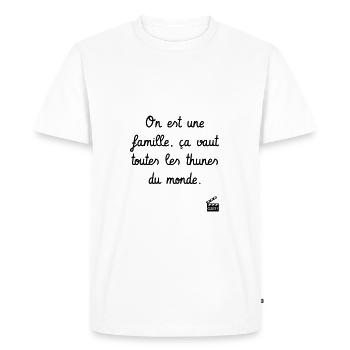 On est une famille... Les 3 Frères - Les Inconnus - T-shirt Premium bio Homme - blanc - Devant - Nico (187cm)