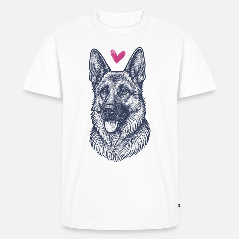 Deutscher Schäferhund – Stark, Treu & Wachsam - Männer Premium Bio T-Shirt - Weiß