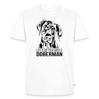 DOBERMAN life is better canins chiens wilsigns - T-shirt Premium bio Homme - blanc - Devant - Nico (187cm)