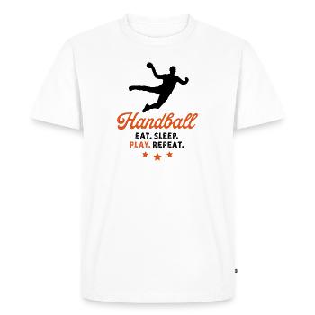 Handball - Mangez. Dormir. Jouer. Répéter - T-shirt Premium bio Homme - blanc - Devant - Nico (187cm)