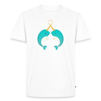 Narwhal Narwhale Whale Love Couple Heart - Men's Premium Organic T-Shirt - white - Front - Nico (187cm)