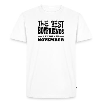 Les meilleurs petits amis naissent en novembre - T-shirt Premium bio Homme - blanc - Devant - Nico (187cm)