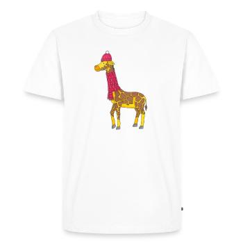 Girafe hiver - T-shirt Premium bio Homme - blanc - Devant - Nico (187cm)