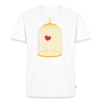 coeur volant avec des ailes prises en cage - T-shirt Premium bio Homme - blanc - Devant - Nico (187cm)