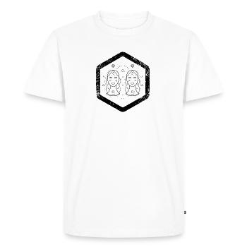 Hexagonaux · Signes du Zodiaque · · __gVirt_NP_NNS_NNPS<__ jumeaux Gemini - T-shirt Premium bio Homme - blanc - Devant - Nico (187cm)