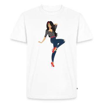 Mary model - Men's Premium Organic T-Shirt - white - Front - Nico (187cm)