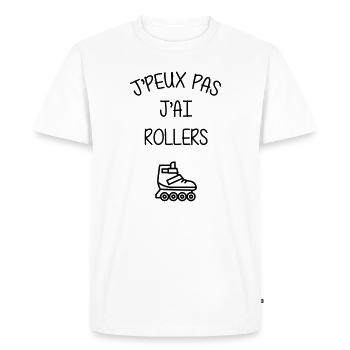 Rollers / Sport / Sportif / J'peux pas / Athlète - T-shirt Premium bio Homme - blanc - Devant - Nico (187cm)