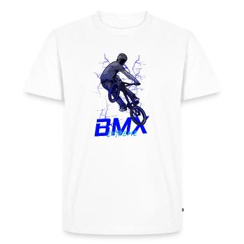 BMX Extreme Jump Blue Neon - T-shirt Premium bio Homme - blanc - Devant - Nico (187cm)