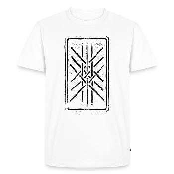 Net of Wyrd Grid Skulds Net Binderune Symbol - Men's Premium Organic T-Shirt - white - Front - Nico (187cm)
