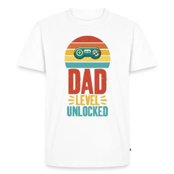 Dad Level Unlocked Cool Art for Gamer Dad - Men's Premium Organic T-Shirt - white - Front - Nico (187cm)