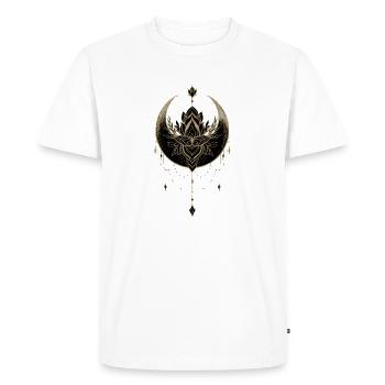 Superbe lune noire dorée avec fleur de lotus. - T-shirt Premium bio Homme - blanc - Devant - Nico (187cm)