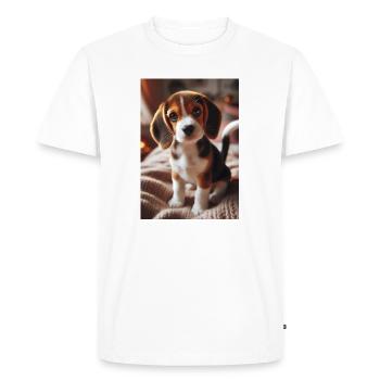 Adorable Beagle Puppy on Cozy Blanket - Men's Premium Organic T-Shirt - white - Front - Nico (187cm)