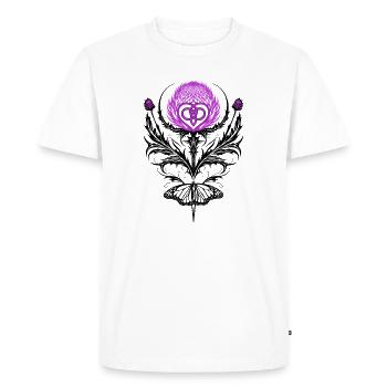 Thistle with butterfly mother knot - Men's Premium Organic T-Shirt - white - Front - Nico (187cm)