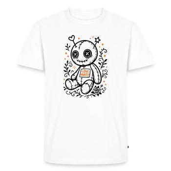 Poupée vaudou - L’amour fait mal, Halloween 2025 - T-shirt Premium bio Homme - blanc - Devant - Nico (187cm)