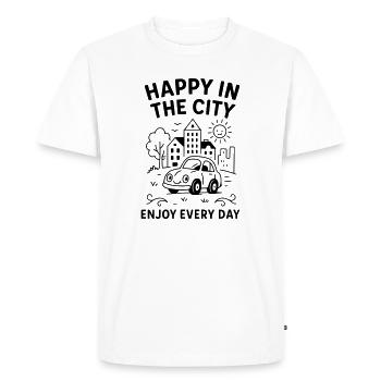 HappyCity - T-shirt Premium bio Homme - blanc - Devant - Nico (187cm)