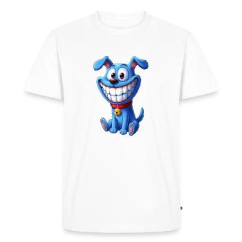 Chien joueur avec un grand sourire - T-shirt Premium bio Homme - blanc - Devant - Nico (187cm)