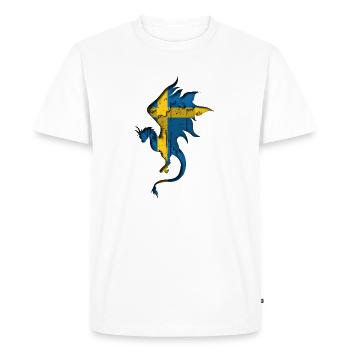 Drapeau de la Suède - Suède - Silhouette de dragon - T-shirt Premium bio Homme - blanc - Devant - Nico (187cm)