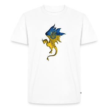 Drapeau de l’Ukraine - Ukraine - Silhouette de dragon - T-shirt Premium bio Homme - blanc - Devant - Nico (187cm)