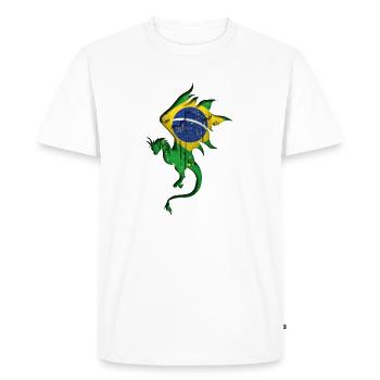 Drapeau du Brésil - Brésil - Dragon Silhouette - T-shirt Premium bio Homme - blanc - Devant - Nico (187cm)