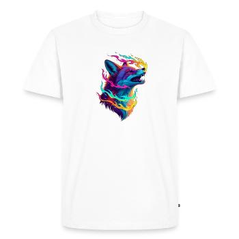 Neon Wolf Flame Spell - Men's Premium Organic T-Shirt - white - Front - Nico (187cm)