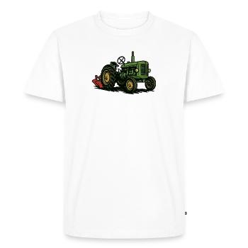 Green tractor in the light of agriculture - Men's Premium Organic T-Shirt - white - Front - Nico (187cm)
