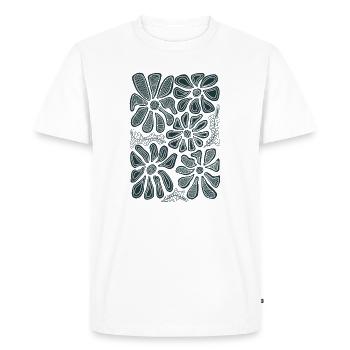 Doodle Daisy Bloom Floral Sketch - Men's Premium Organic T-Shirt - white - Front - Nico (187cm)