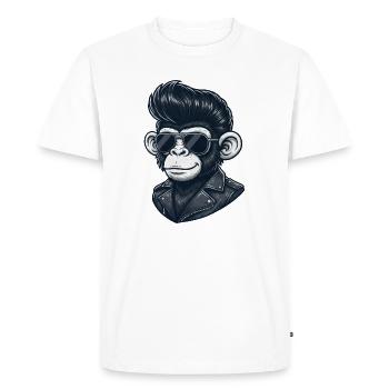 Cool Monkey Chimpanzee Lunettes de Soleil Rock and Roll - T-shirt Premium bio Homme - blanc - Devant - Nico (187cm)