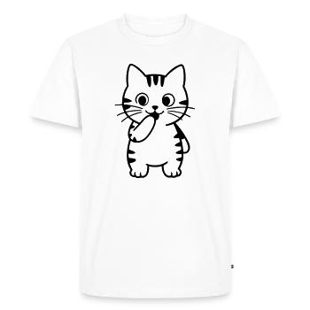 Silhouette debout du Chat tigre - T-shirt Premium bio Homme - blanc - Devant - Nico (187cm)