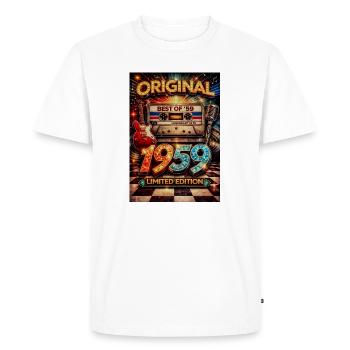Cassette néon rock rétro de 1959 - T-shirt Premium bio Homme - blanc - Devant - Nico (187cm)