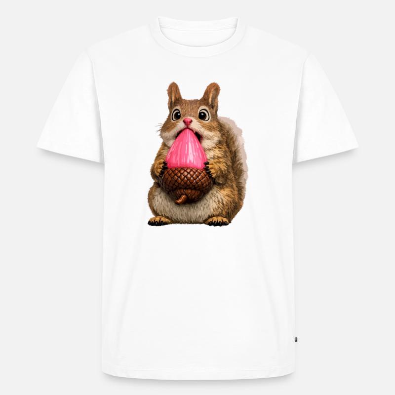 Süßes Eichhörnchen mit rosa Eichel - Männer Premium Bio T-Shirt - Weiß