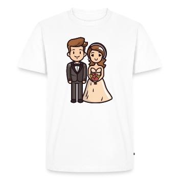 Couple marié marié - T-shirt Premium bio Homme - blanc - Devant - Nico (187cm)