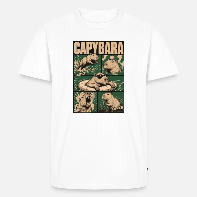 Comic Capybara Action Style - Männer Premium Bio T-Shirt - Weiß